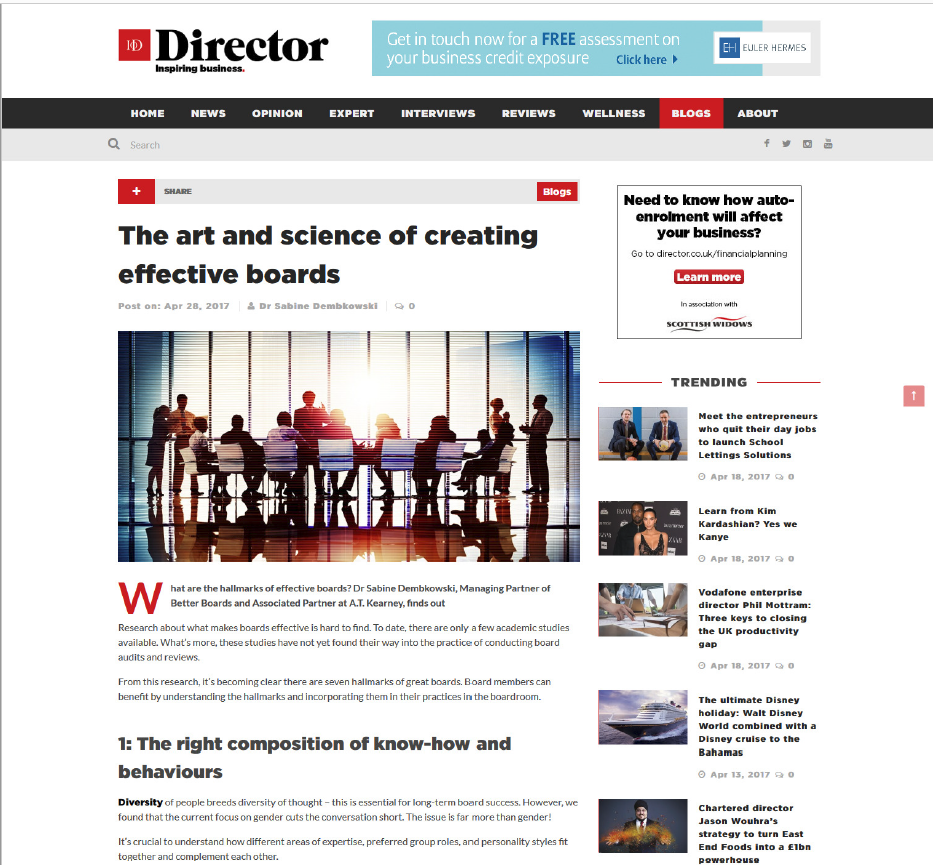 The art and science of creating effective boards Director website