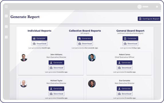 Generate Report An example internal Board Evaluation Report from Better Boards