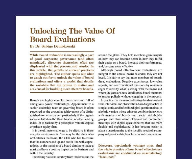 Unlocking the value of Board Evaluations