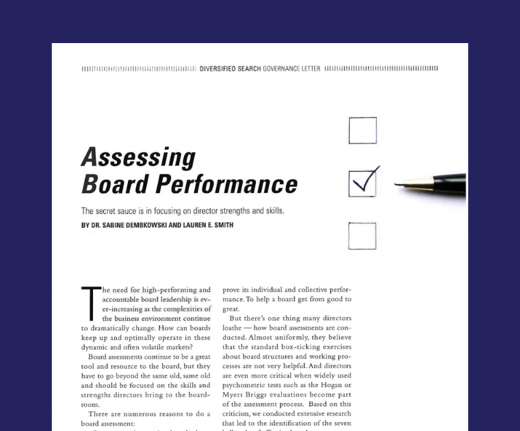 Assessing Board Performance