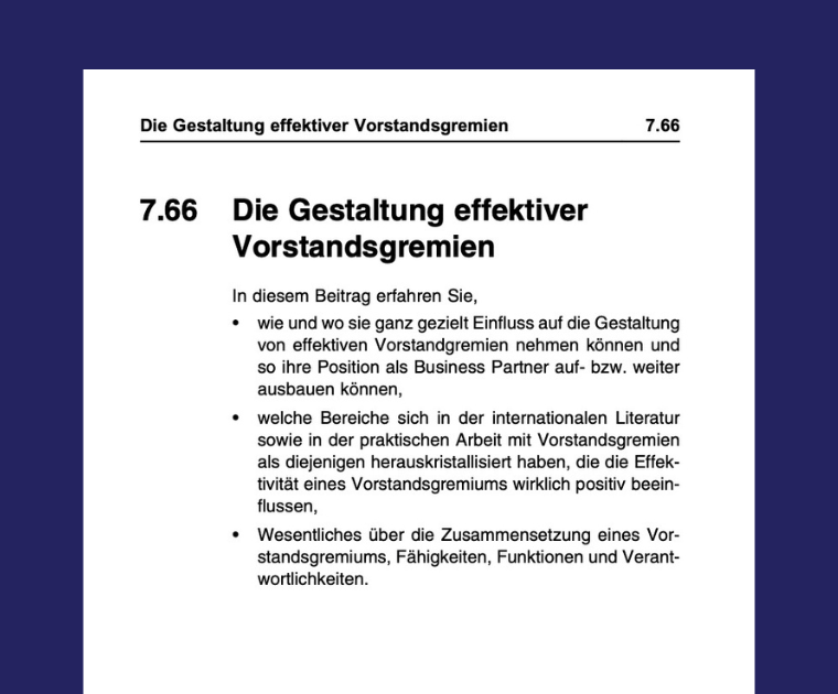 Die Gestaltung effektiver Vorstandsgremien