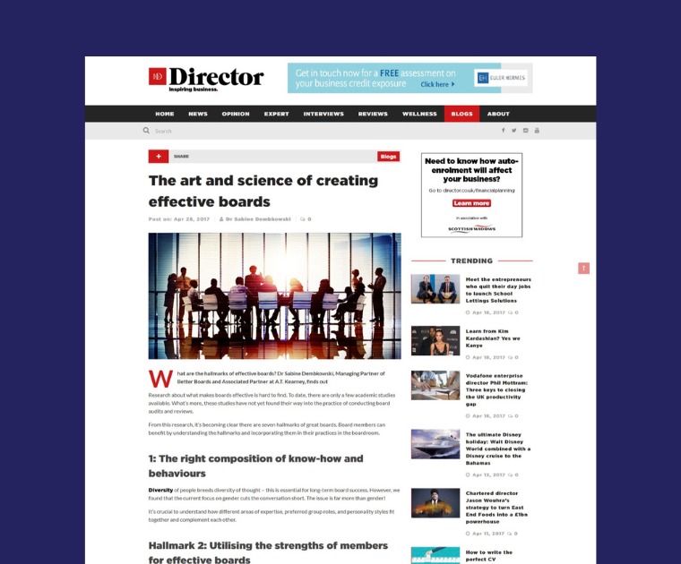 Director The art and science of creating effective boards